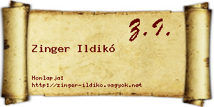 Zinger Ildikó névjegykártya
